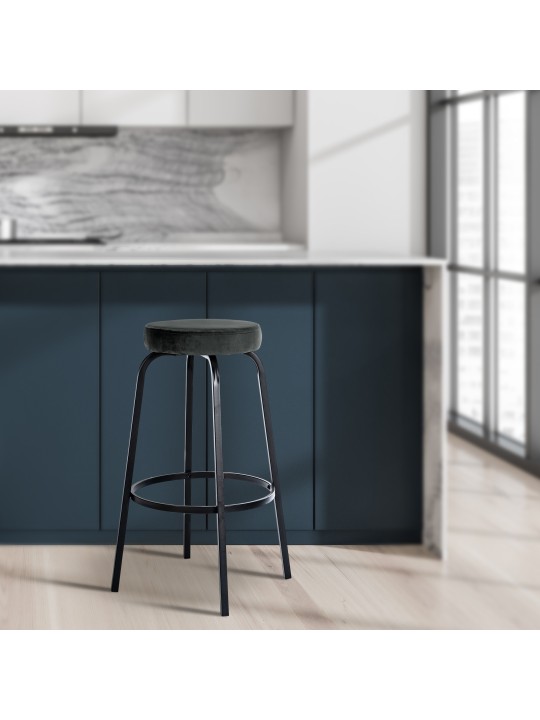 Barkruk Kamari fluweel, donkergrijs