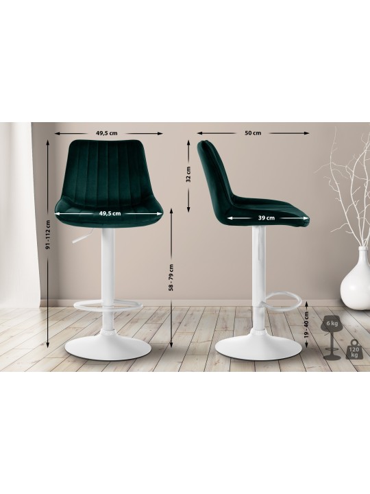 Set van 2 barkrukken Toni fluweel, groen