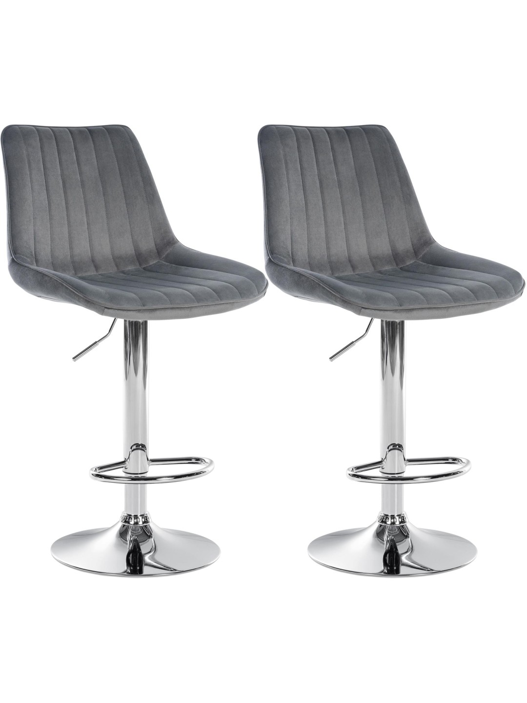 Set van 2 barkrukken Toni fluweel chroom, donkergrijs