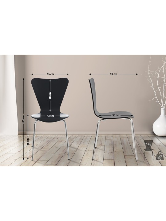 Set van 4 Calisto bezoekersstoelen, zwart