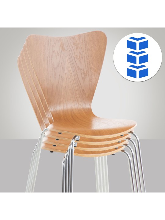 Set van 4 Calisto bezoekersstoelen, eiken