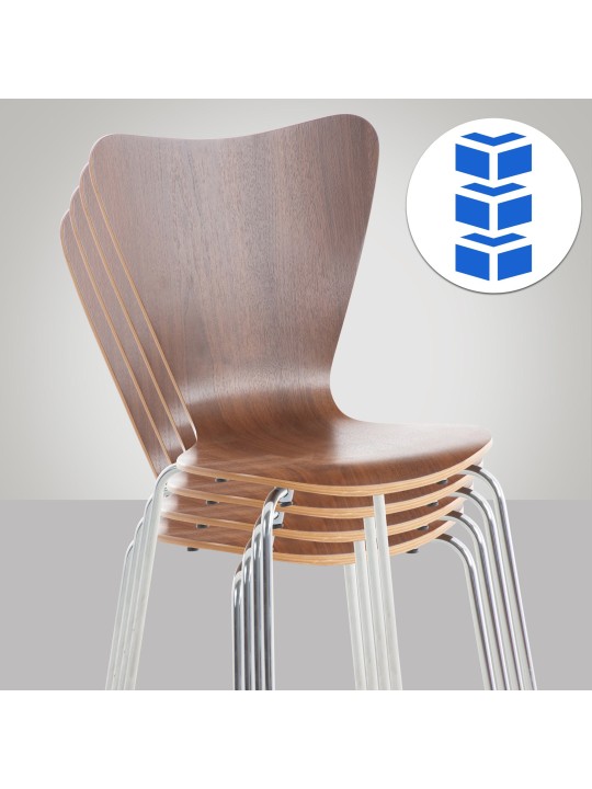 Set van 4 Calisto bezoekersstoelen, walnoot