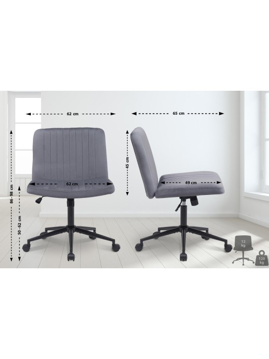 Bureaustoel Kingman fluweel, donkergrijs