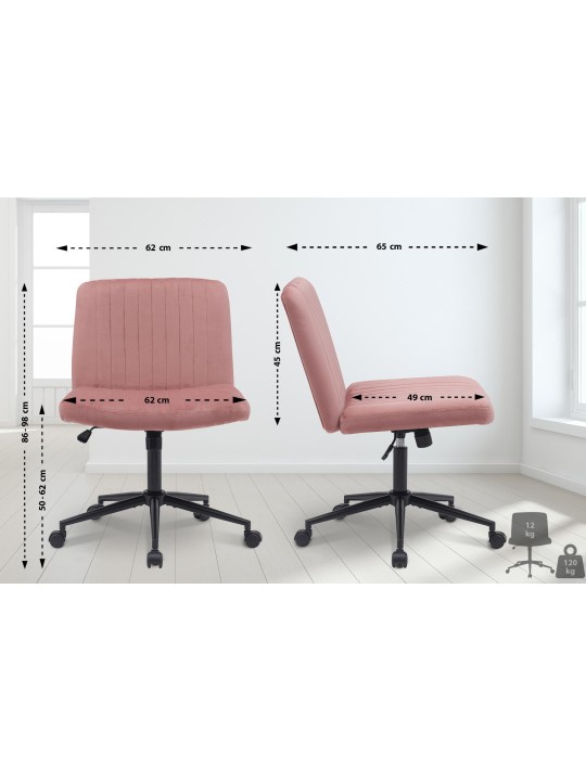 Bureaustoel Kingman fluweel, roze