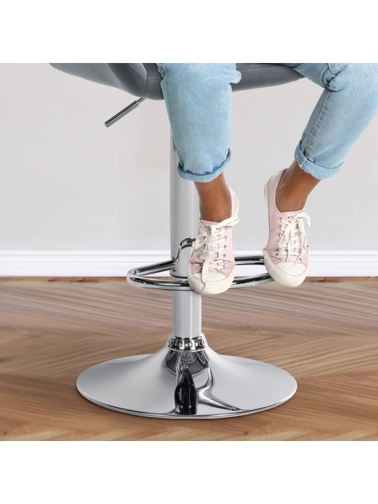 Barkruk Braga fluweel chroom, donkergrijs