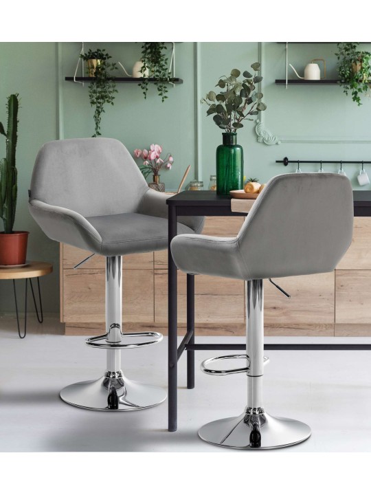 Barkruk Braga fluweel chroom, grijs