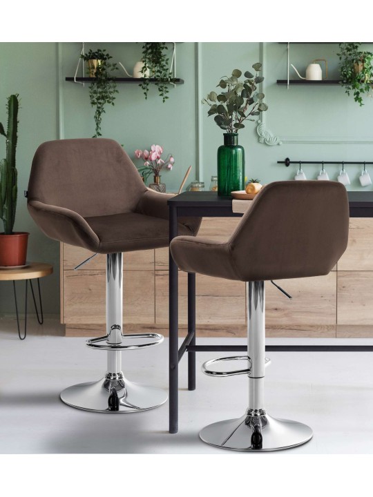 Barkruk Braga fluweel chroom, bruin Barkruk Braga fluweel chroom, bruin