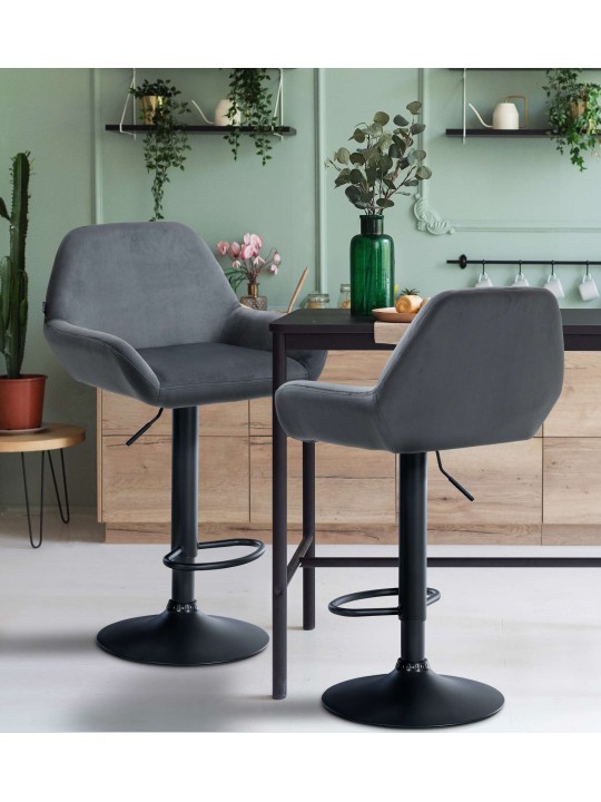 Barkruk Braga fluweel, donkergrijs