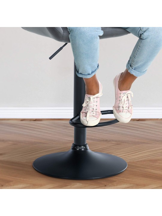 Barkruk Braga fluweel, donkergrijs