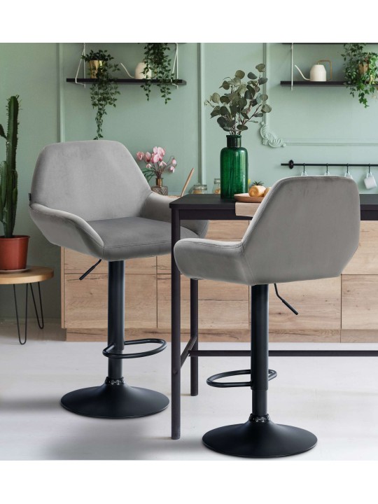 Barkruk Braga fluweel, grijs