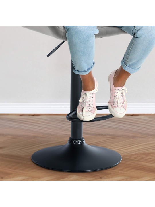 Barkruk Braga fluweel, grijs