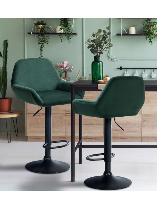 Barkruk Braga fluweel, donkergroen