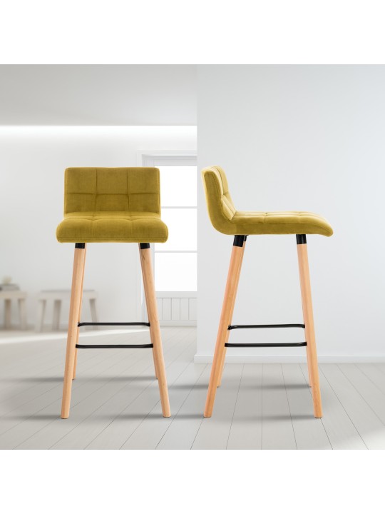 Barkruk Lincoln fluweel, geel