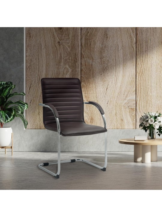 Bezoekersstoel Tira kunstleer, bruin