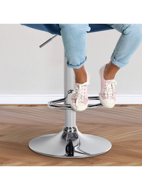 Set van 2 barkrukken Braga fluweel chroom, blauw Set van 2 barkrukken Braga fluweel chroom, blauw