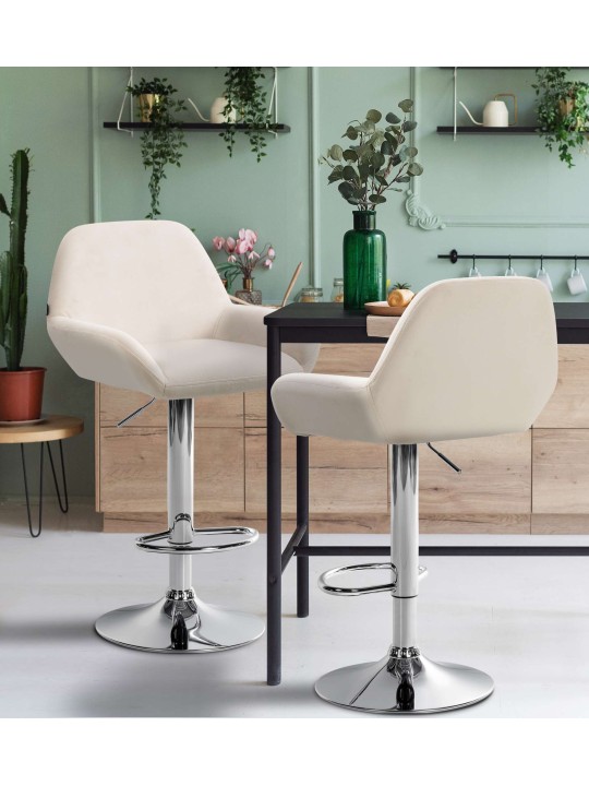 Set van 2 barkrukken Braga fluweel chroom, crème