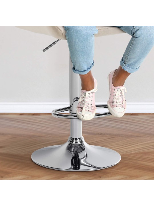 Set van 2 barkrukken Braga fluweel chroom, crème