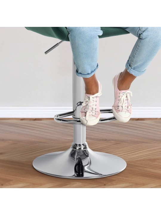 Set van 2 barkrukken Braga fluweel chroom, donkergroen