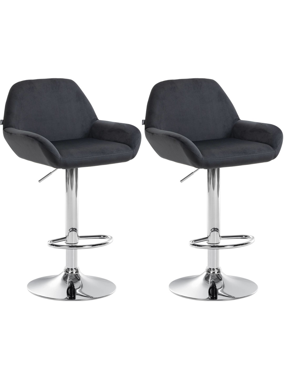 Set van 2 barkrukken Braga fluweel chroom, zwart
