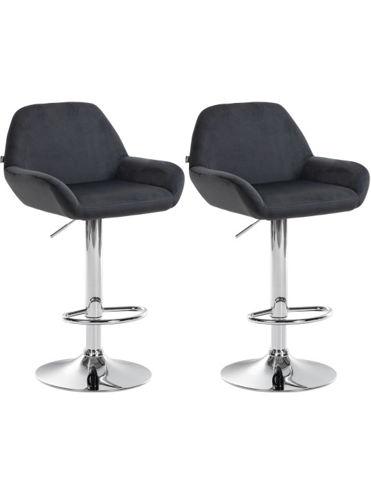 Set van 2 barkrukken Braga fluweel chroom, zwart Set van 2 barkrukken Braga fluweel chroom, zwart