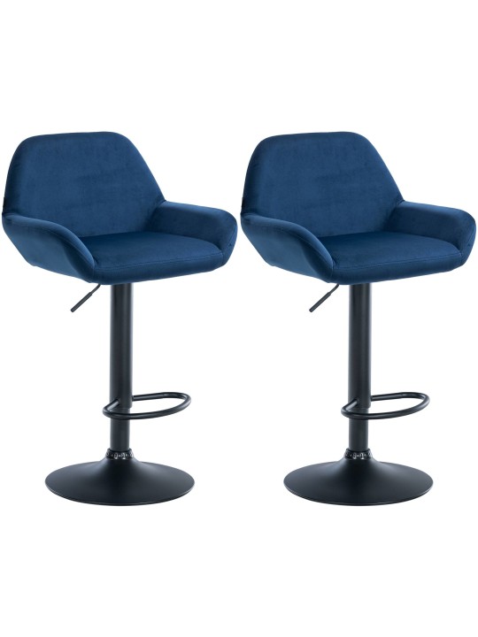 Set van 2 barkrukken Braga fluweel, blauw Set van 2 barkrukken Braga fluweel, blauw