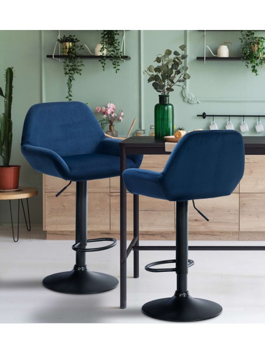 Set van 2 barkrukken Braga fluweel, blauw Set van 2 barkrukken Braga fluweel, blauw