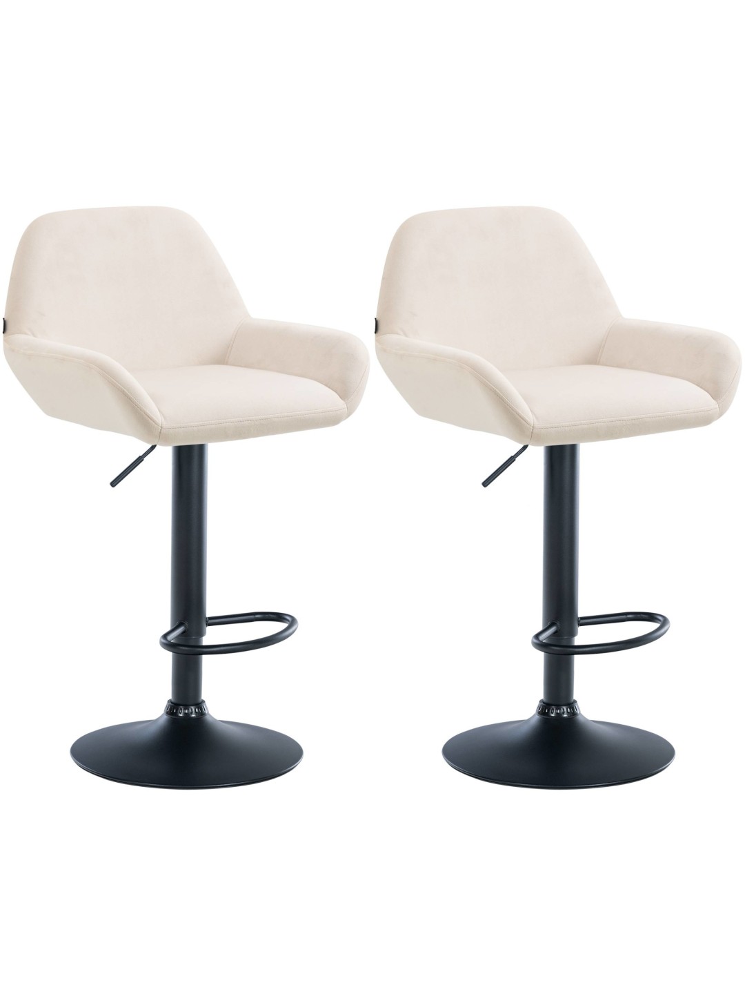 Set van 2 barkrukken Braga fluweel, crème