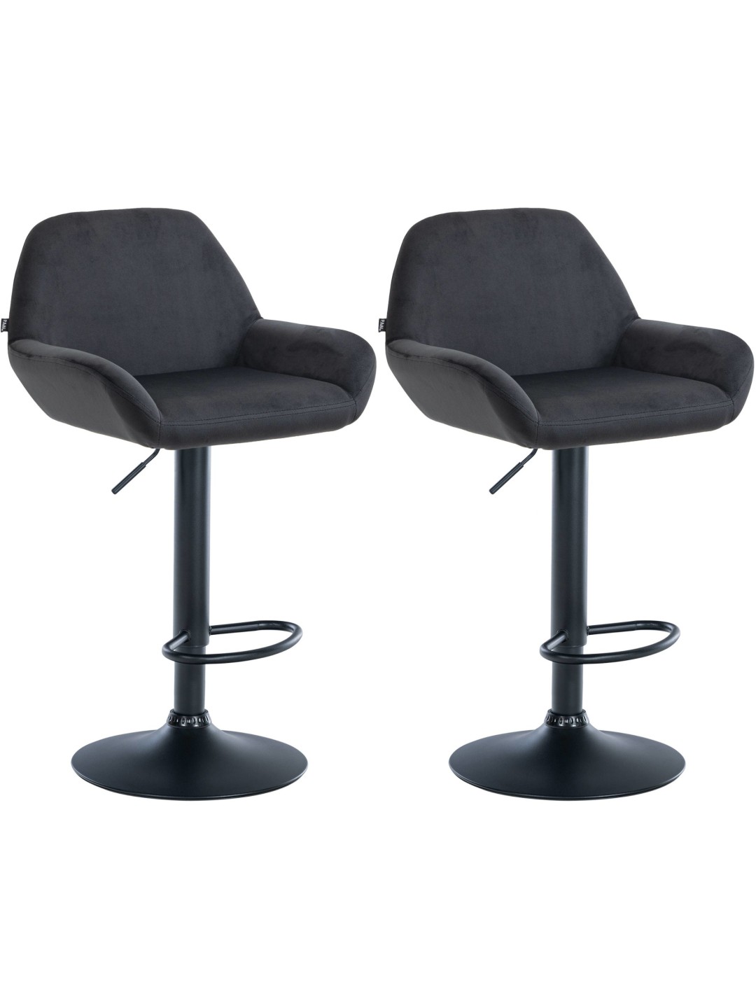 Set van 2 barkrukken Braga fluweel, zwart