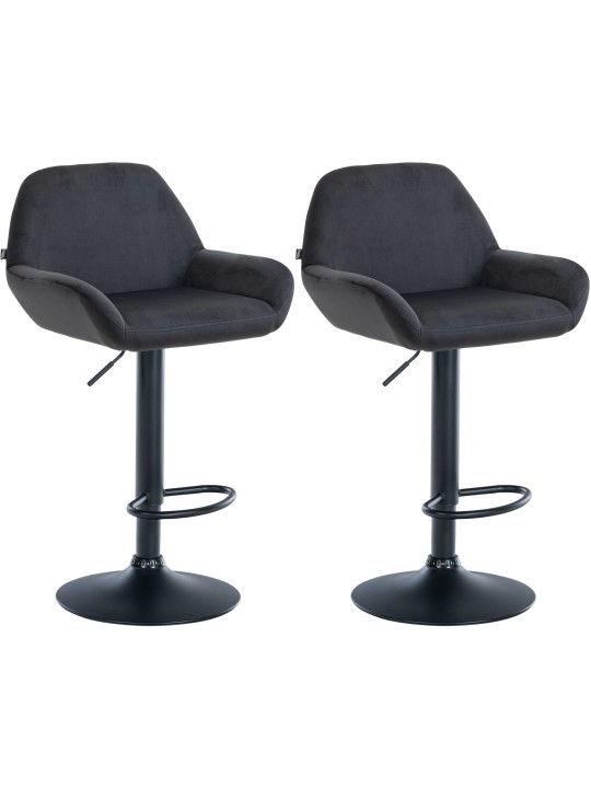 Set van 2 barkrukken Braga fluweel, zwart