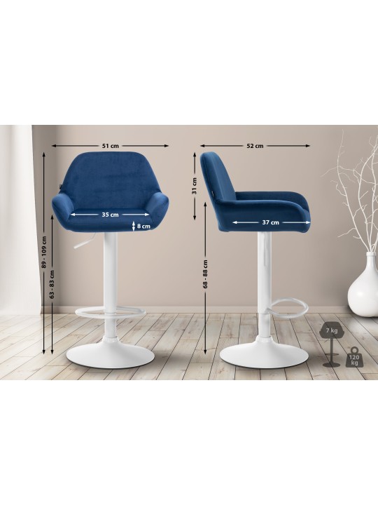 Set van 2 barkrukken Braga fluweel, blauw