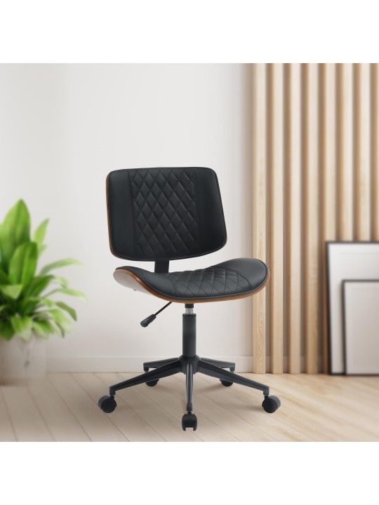 Bureaustoel Plevier kunstleer, walnoot/zwart