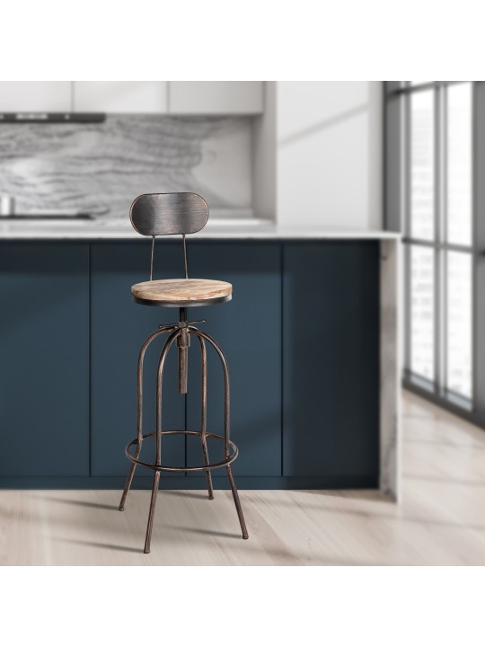 Barkruk Pino, hout, brons