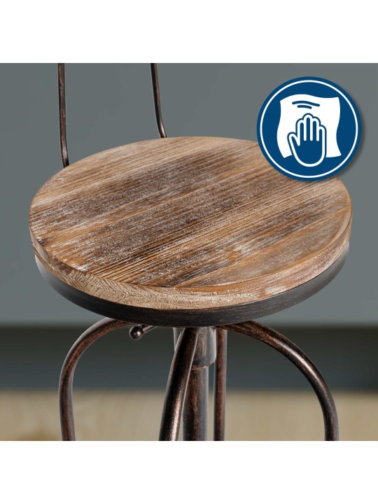 Barkruk Pino, hout, brons
