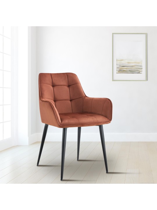 Ferndale fluwelen eetkamerstoel, bruin