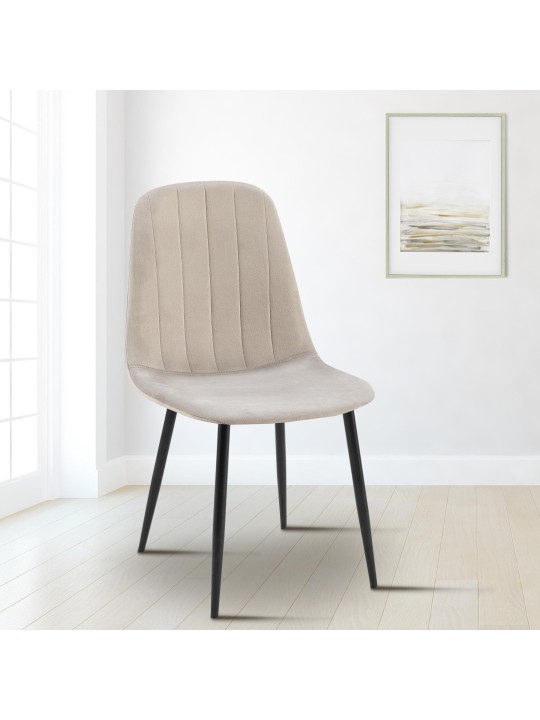 Set van 4 eetkamerstoelen Baxter fluweel, grijs