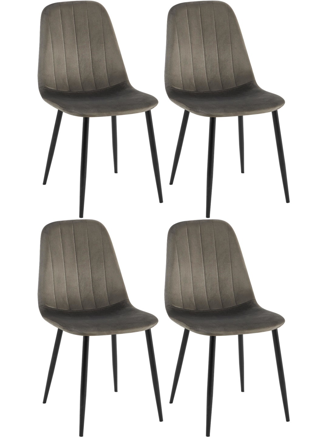 Set van 4 eetkamerstoelen Baxter fluweel, antraciet
