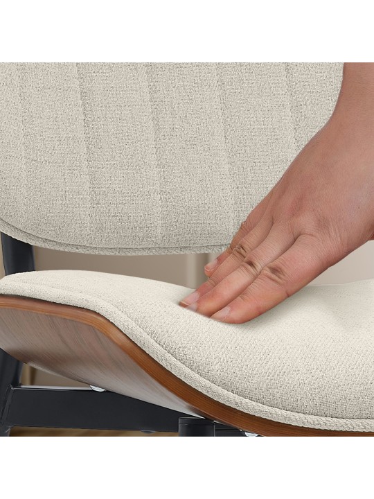 Bezoekersstoel Tiffin stof, walnoot/crème