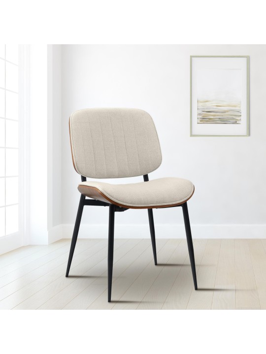 Bezoekersstoel Tiffin stof, walnoot/crème