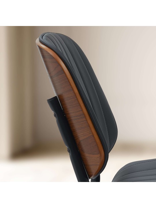 Bezoekersstoel Tiffin kunstleer, walnoot/zwart