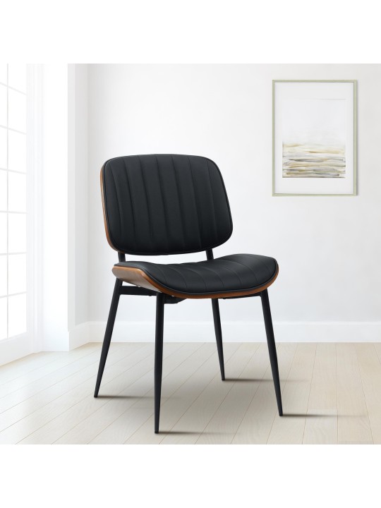 Bezoekersstoel Tiffin kunstleer, walnoot/zwart