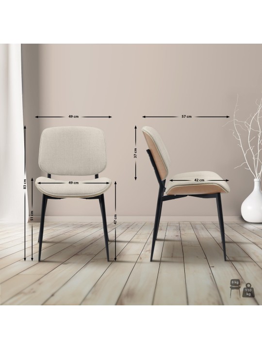 Bezoekersstoel Tiffin stof, naturel/crème