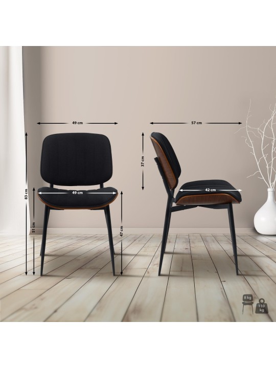 Bezoekersstoel Tiffin stof, walnoot/zwart