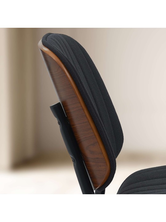 Bezoekersstoel Tiffin stof, walnoot/zwart