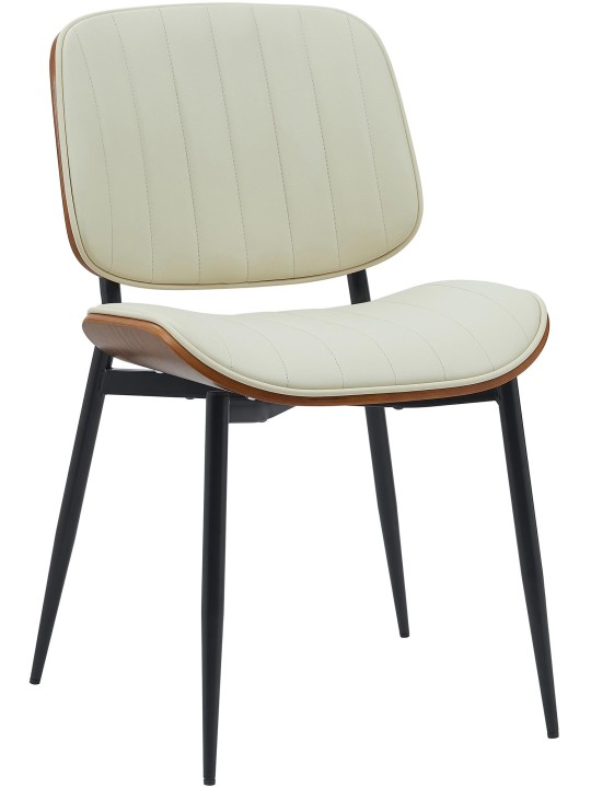 Bezoekersstoel Tiffin kunstleer, walnoot/crème