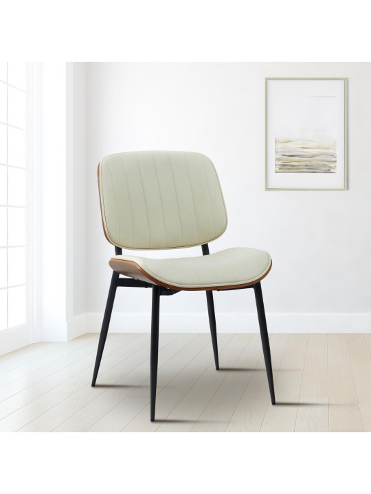 Bezoekersstoel Tiffin kunstleer, walnoot/crème