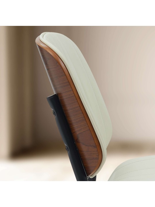 Bezoekersstoel Tiffin kunstleer, walnoot/crème