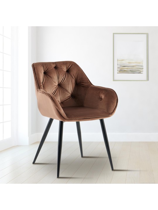 Bezoekersstoel Cassis fluweel, bruin Bezoekersstoel Cassis fluweel, bruin