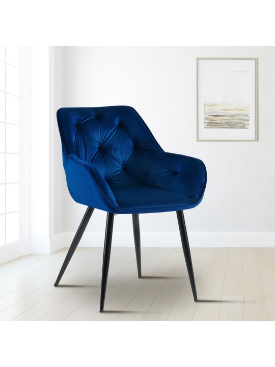 Bezoekersstoel Cassis fluweel, blauw Bezoekersstoel Cassis fluweel, blauw