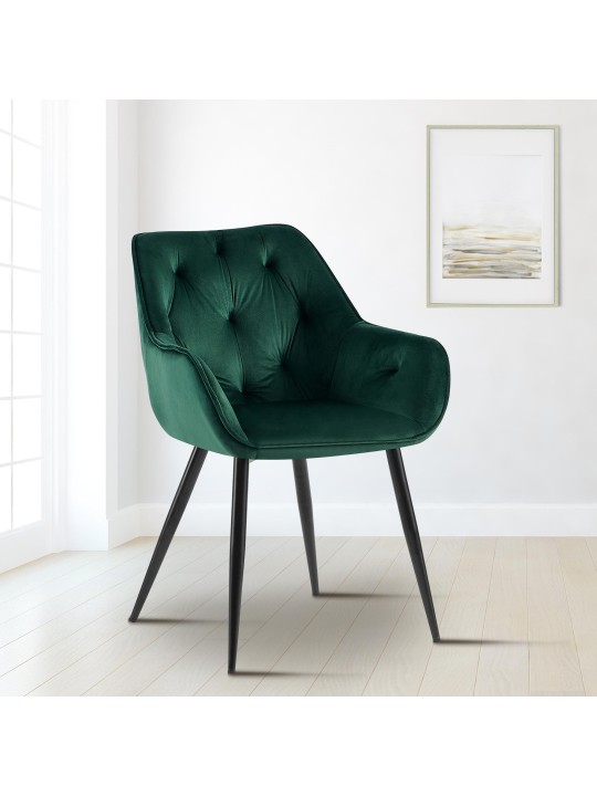 Bezoekersstoel Cassis fluweel, groen Bezoekersstoel Cassis fluweel, groen