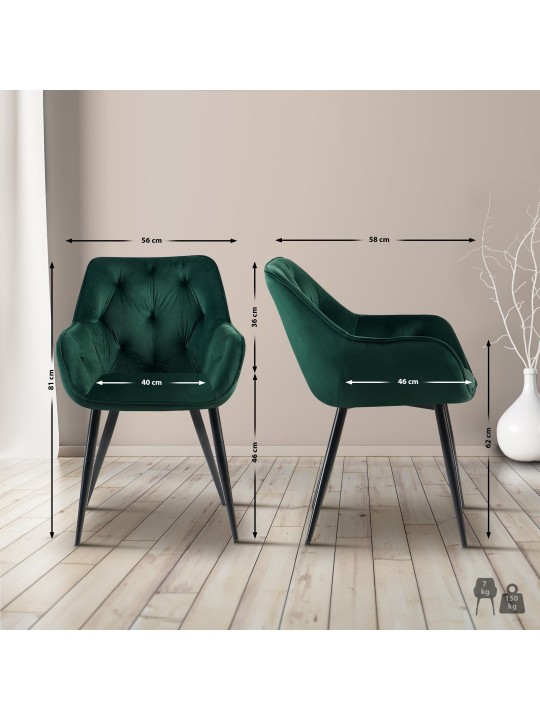 Bezoekersstoel Cassis fluweel, groen Bezoekersstoel Cassis fluweel, groen